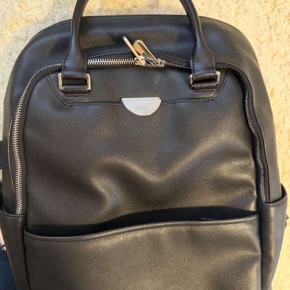 Tumi black leather style backpack- women main image 8